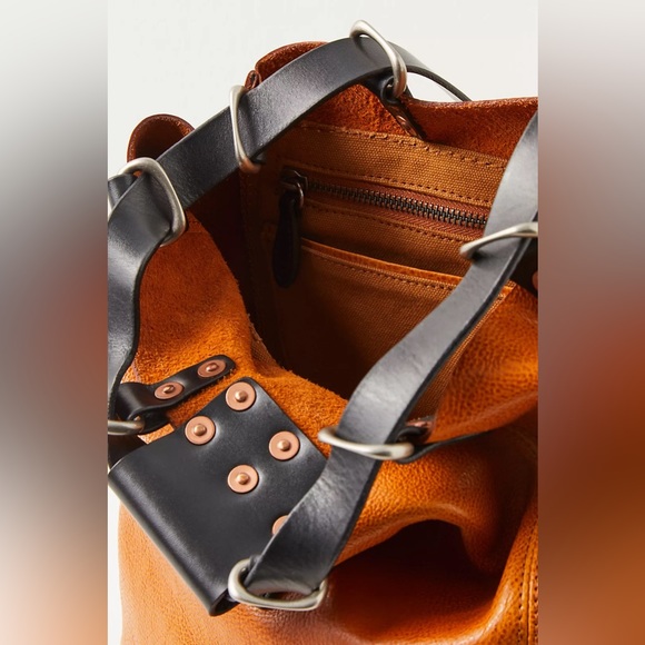 FREE PEOPLE Stylish Tan Leather Eco Backpack - Picture 4 of 10